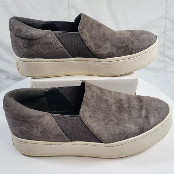 Vince Warren Slip On Microsuede Platform Flat Sneakers Gray Womens Size 8 - Picture 5 of 9